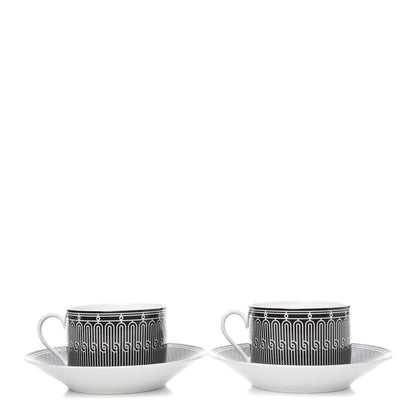 Hermes Porcelain H Deco Breakfast Cup And Saucer Set Of 2 Black 3 of 8