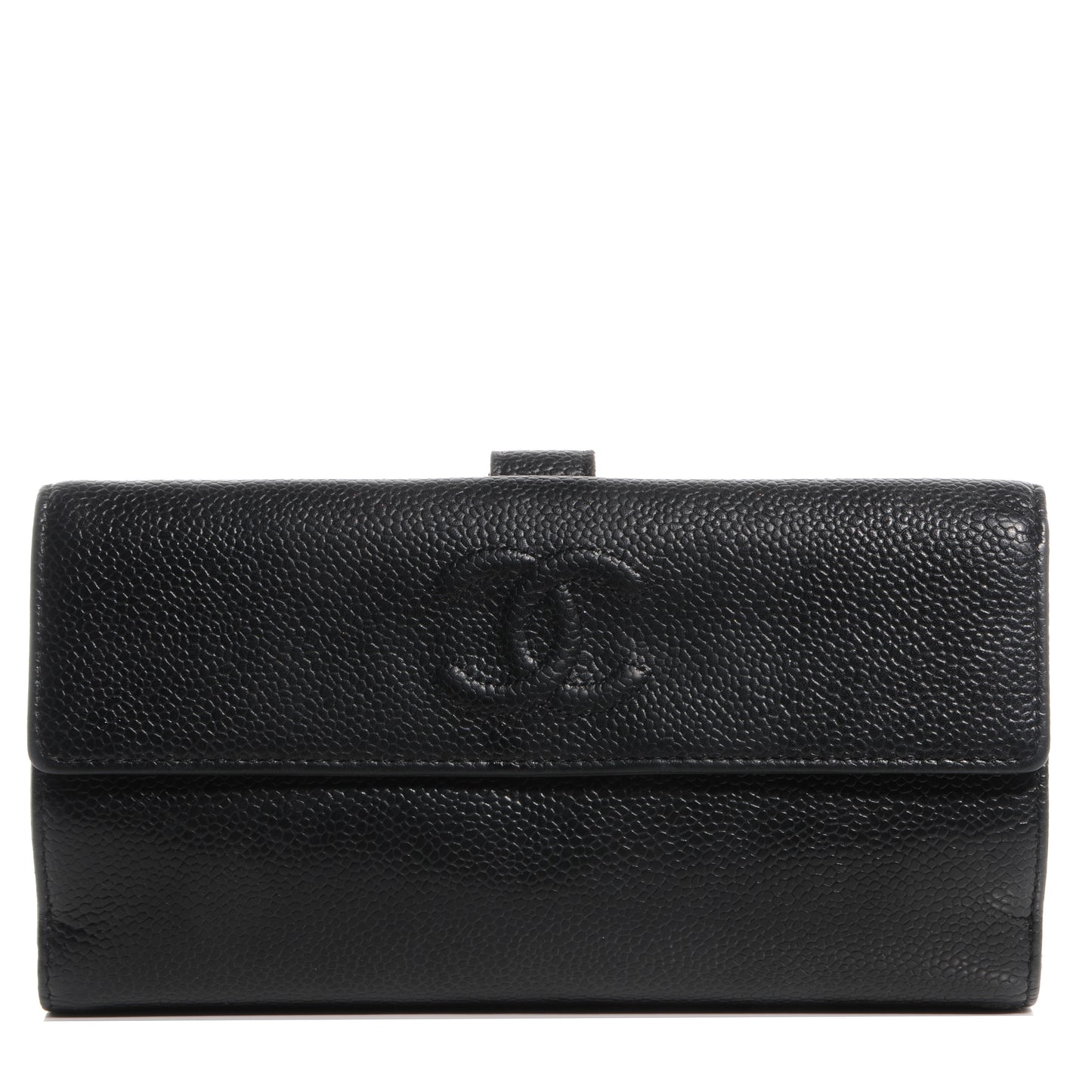Caviar Leather CC Flap Wallet Black