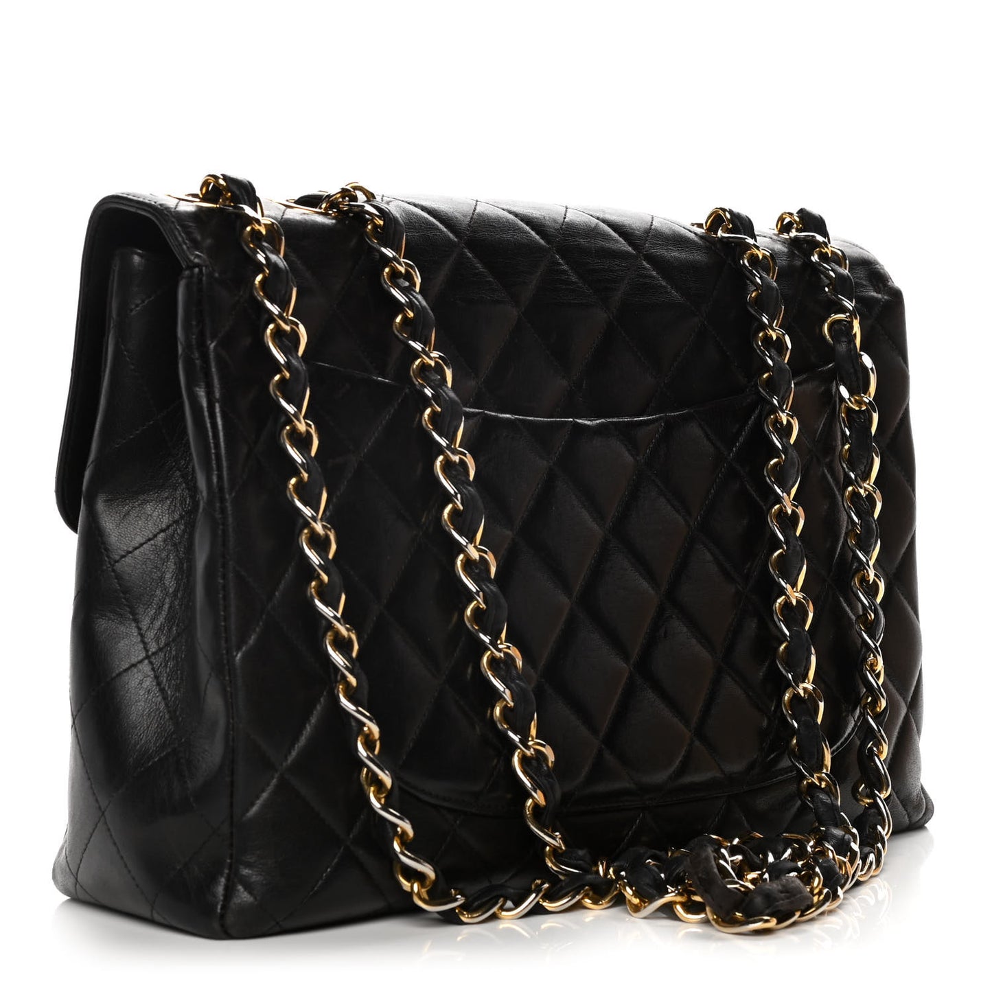 Lambskin Quilted XL Jumbo Single Flap Black
