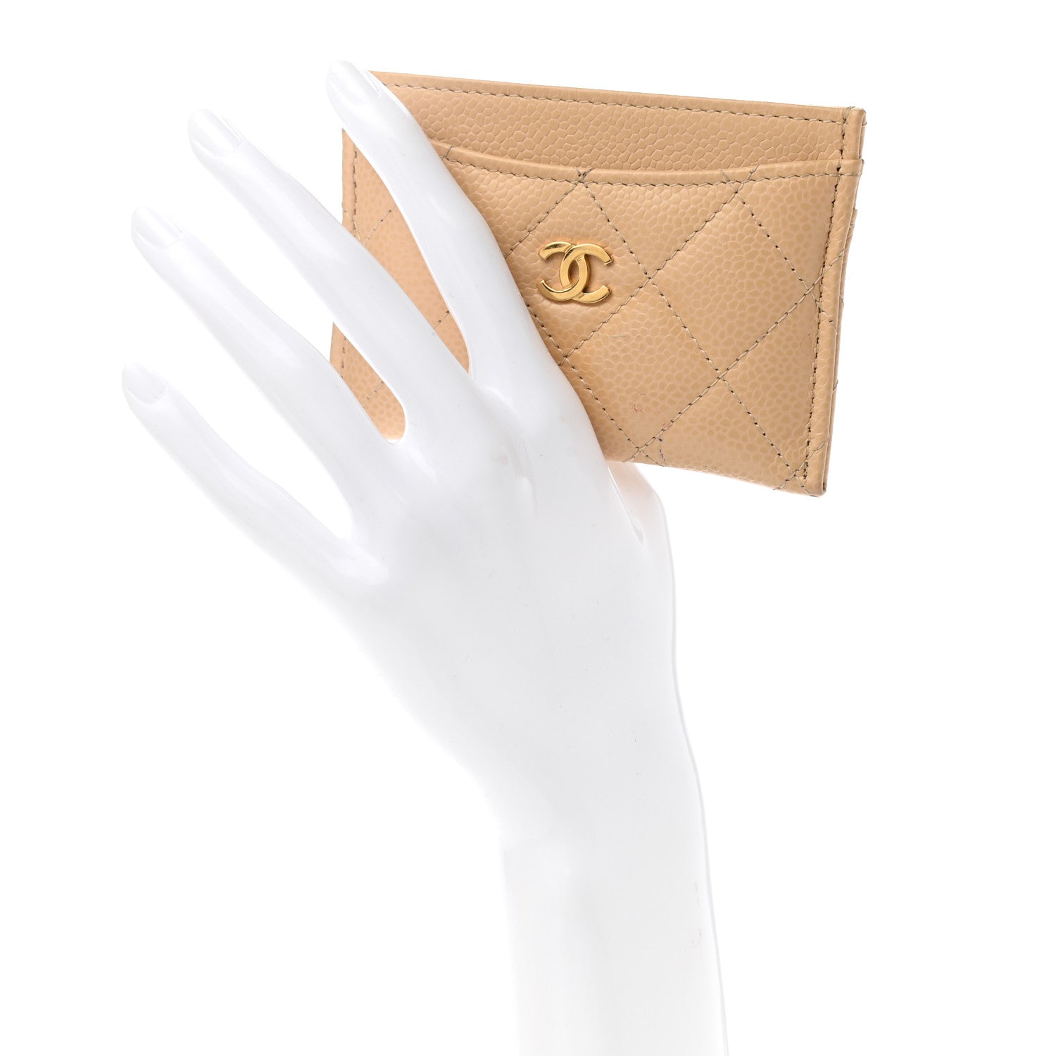 Chanel Caviar Quilted Card Holder Beige 2 of 9
