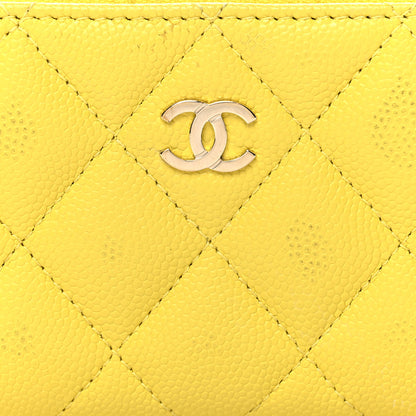 Chanel Caviar Quilted Zip Coin Purse Yellow 8 of 8