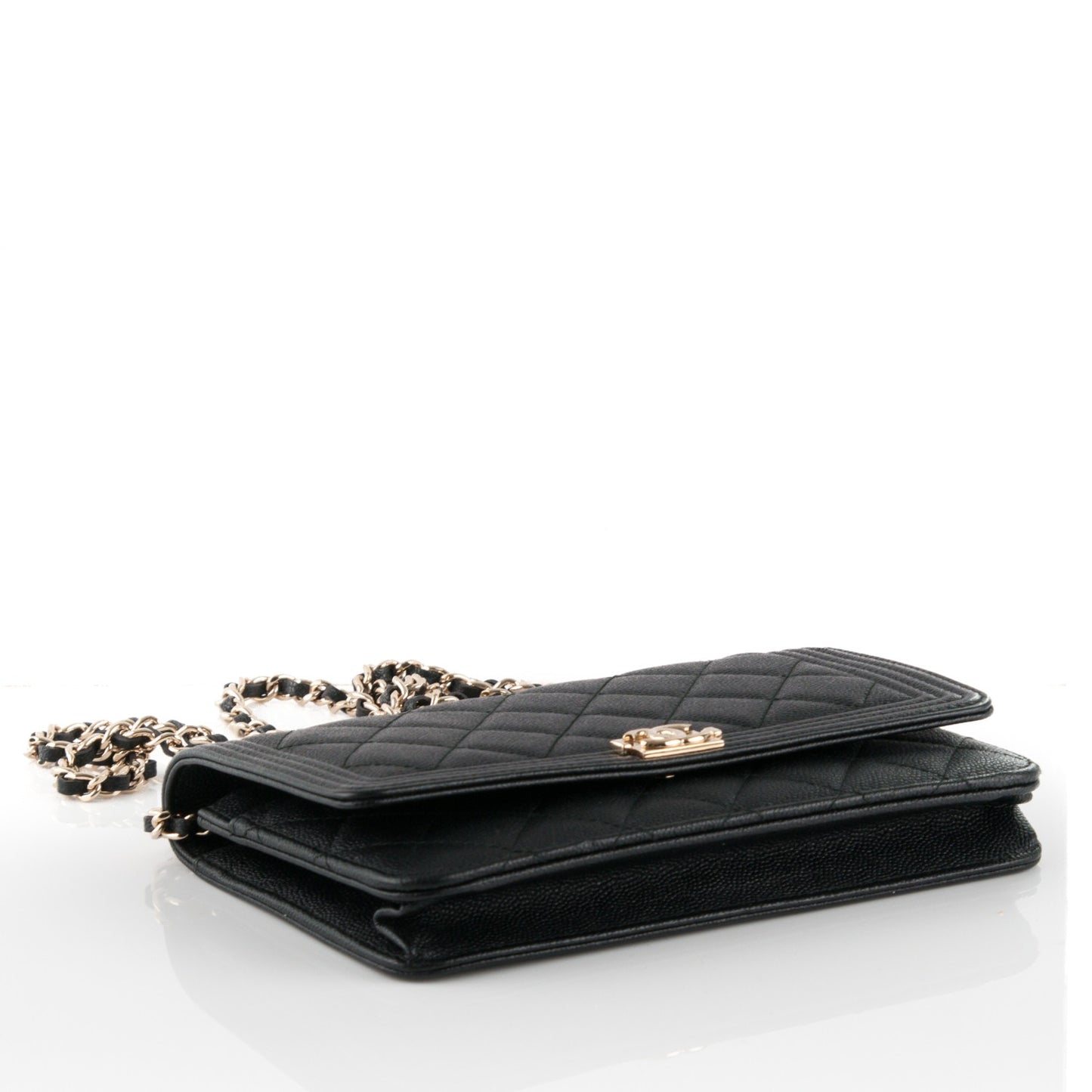 Caviar Quilted Boy Wallet On Chain WOC Black