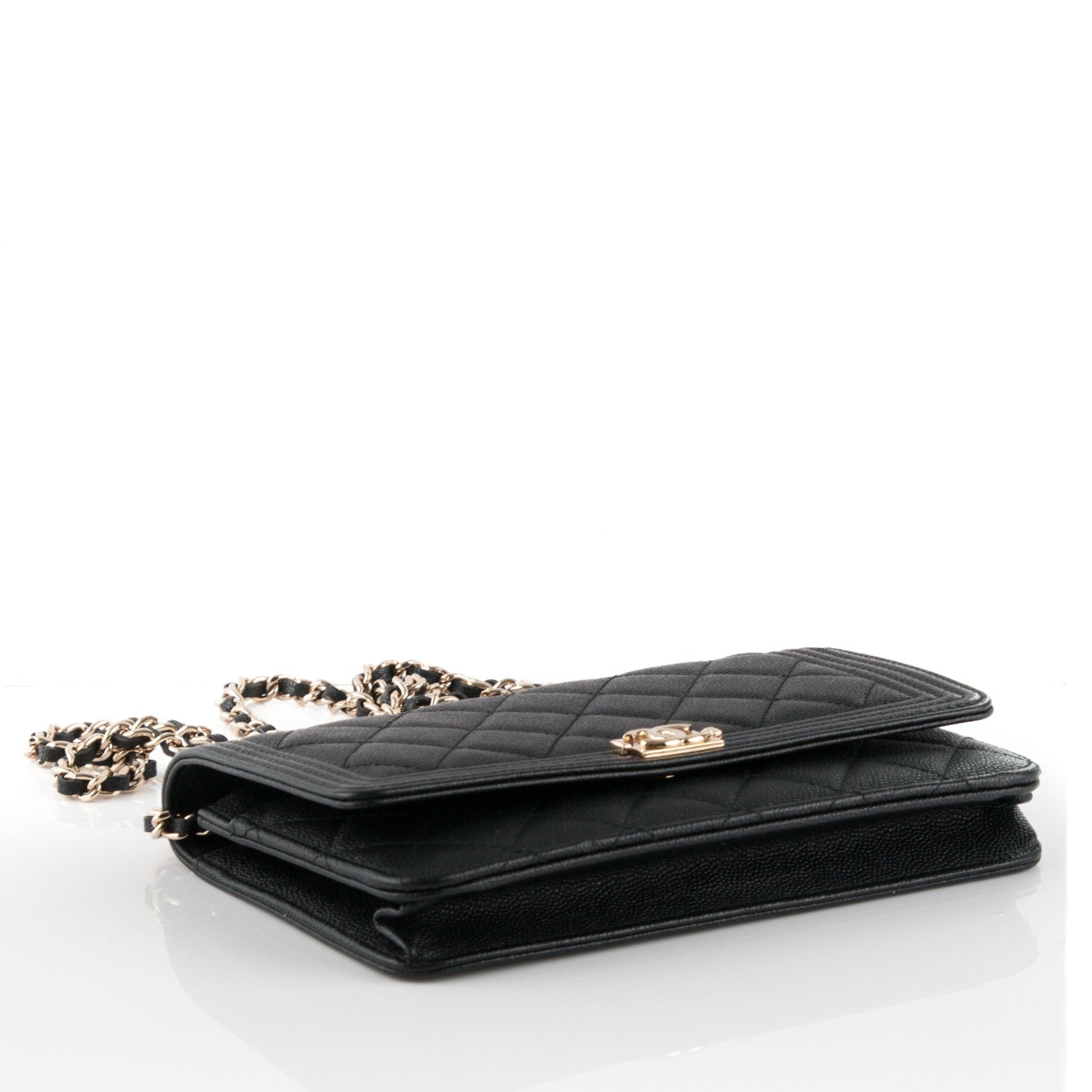 Chanel Caviar Quilted Boy Wallet On Chain WOC Black 4 of 8
