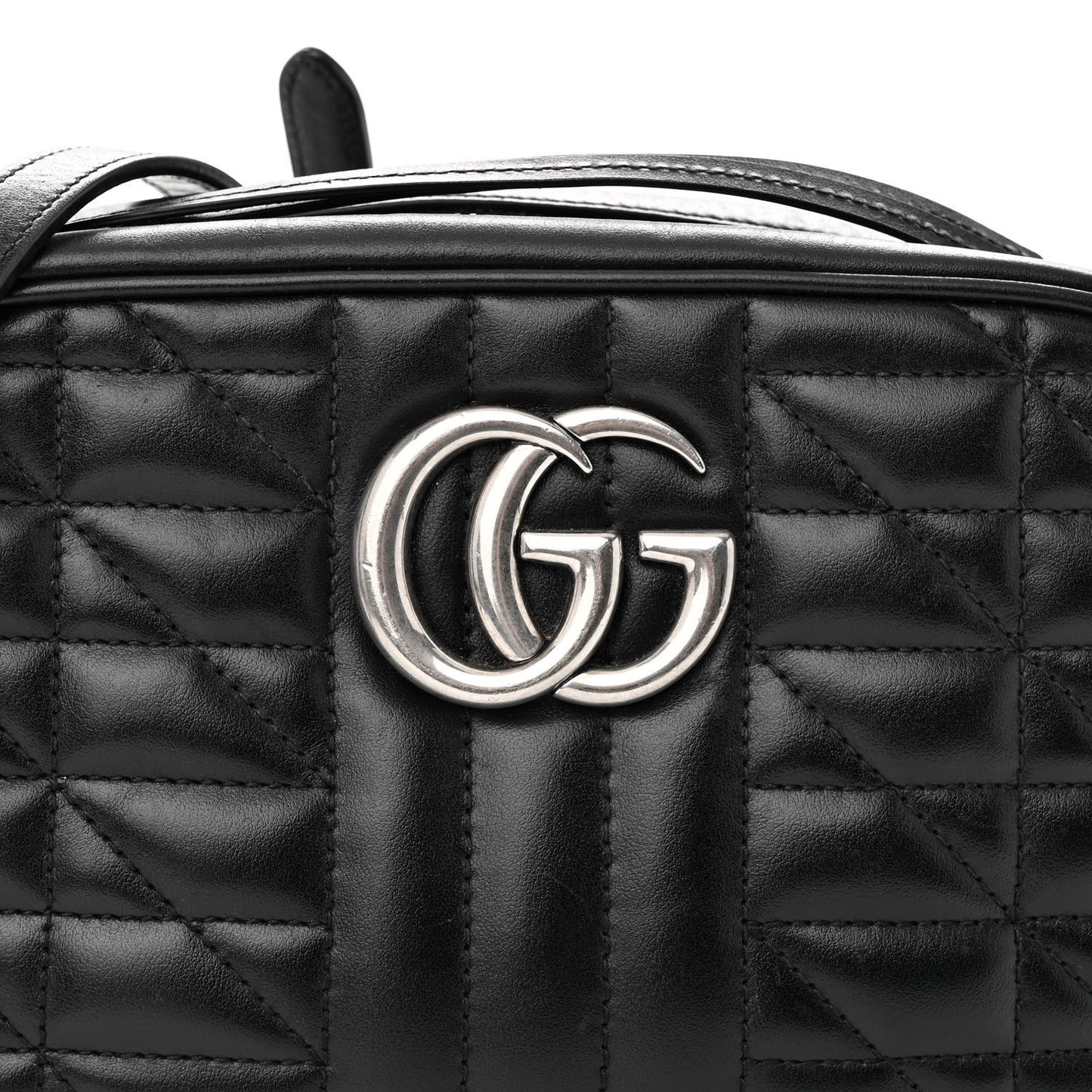 Calfskin Matelasse Aria Small GG Marmont Chain Shoulder Bag Black
