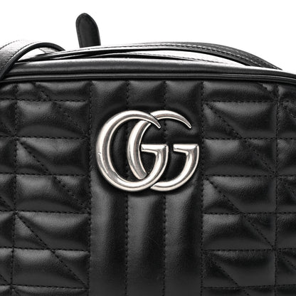 Gucci Calfskin Matelasse Aria Small GG Marmont Chain Shoulder Bag Black 8 of 11
