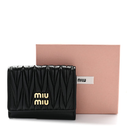 Miu Miu Nappa Matelasse Flap Card Holder Black 8 of 8
