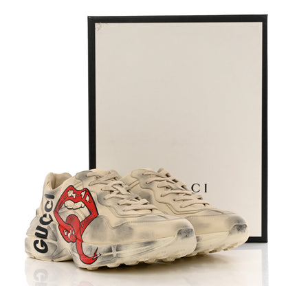 Gucci Calfskin Mouth Print Mens Rhyton Sneakers 8.5 Ivory 10 of 10