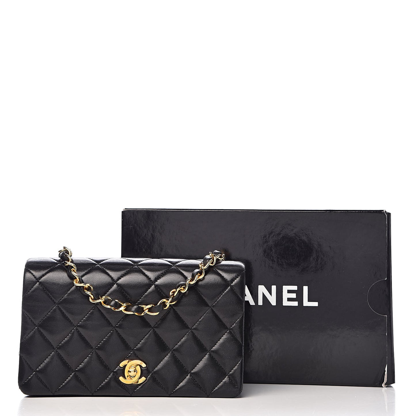 Lambskin Quilted Small Single Flap Bag Black