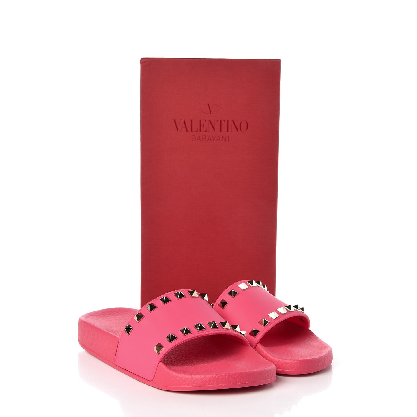 Rubber Rockstud Slide Sandals 36 Shadow Pink