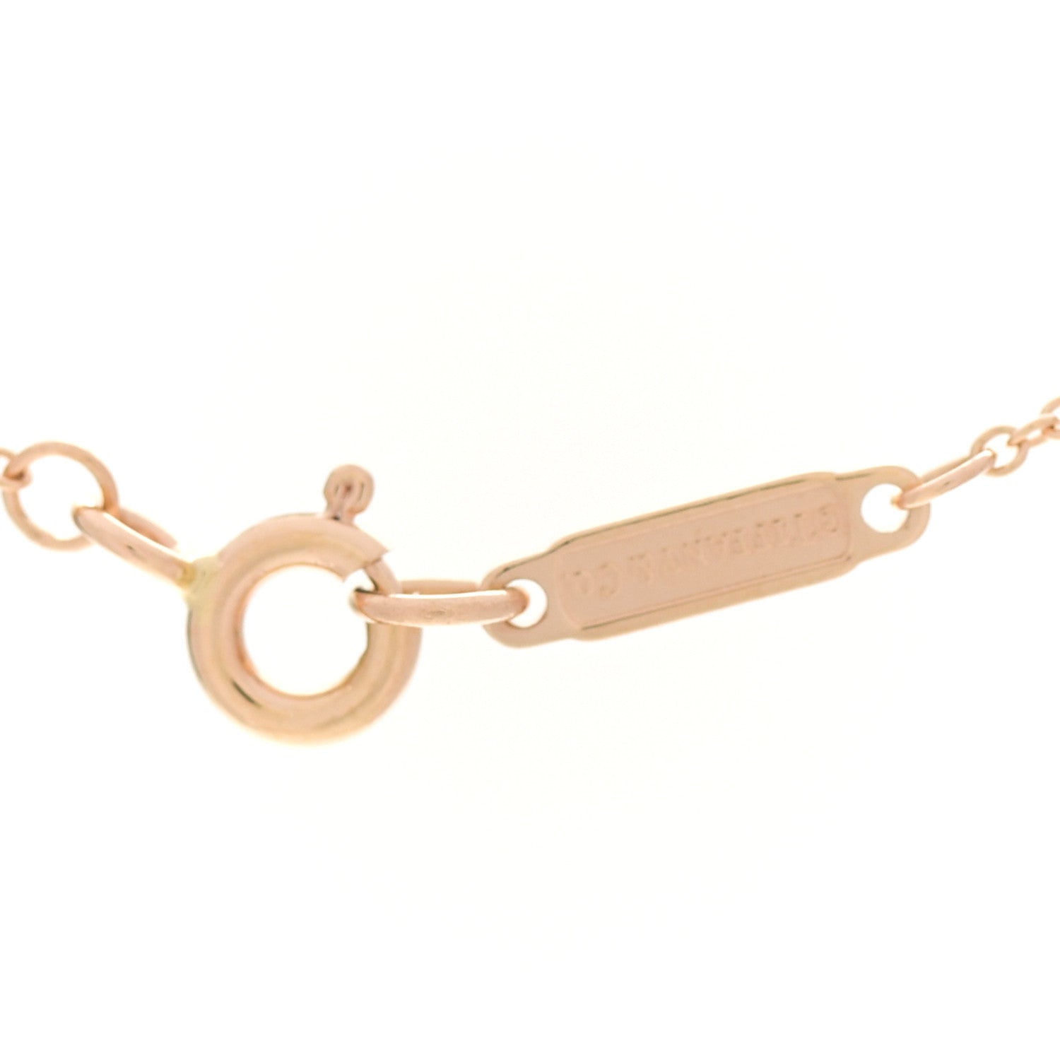 Tiffany 18K Rose Gold Diamond Fleur de Lis Key Bar Pendant Necklace 4 of 6