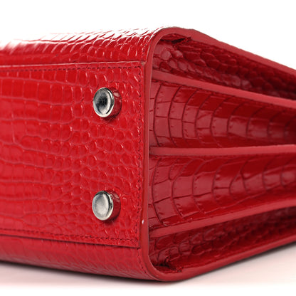 Saint Laurent Calfskin Crocodile Embossed Nano Sac De Jour Red 10 of 11