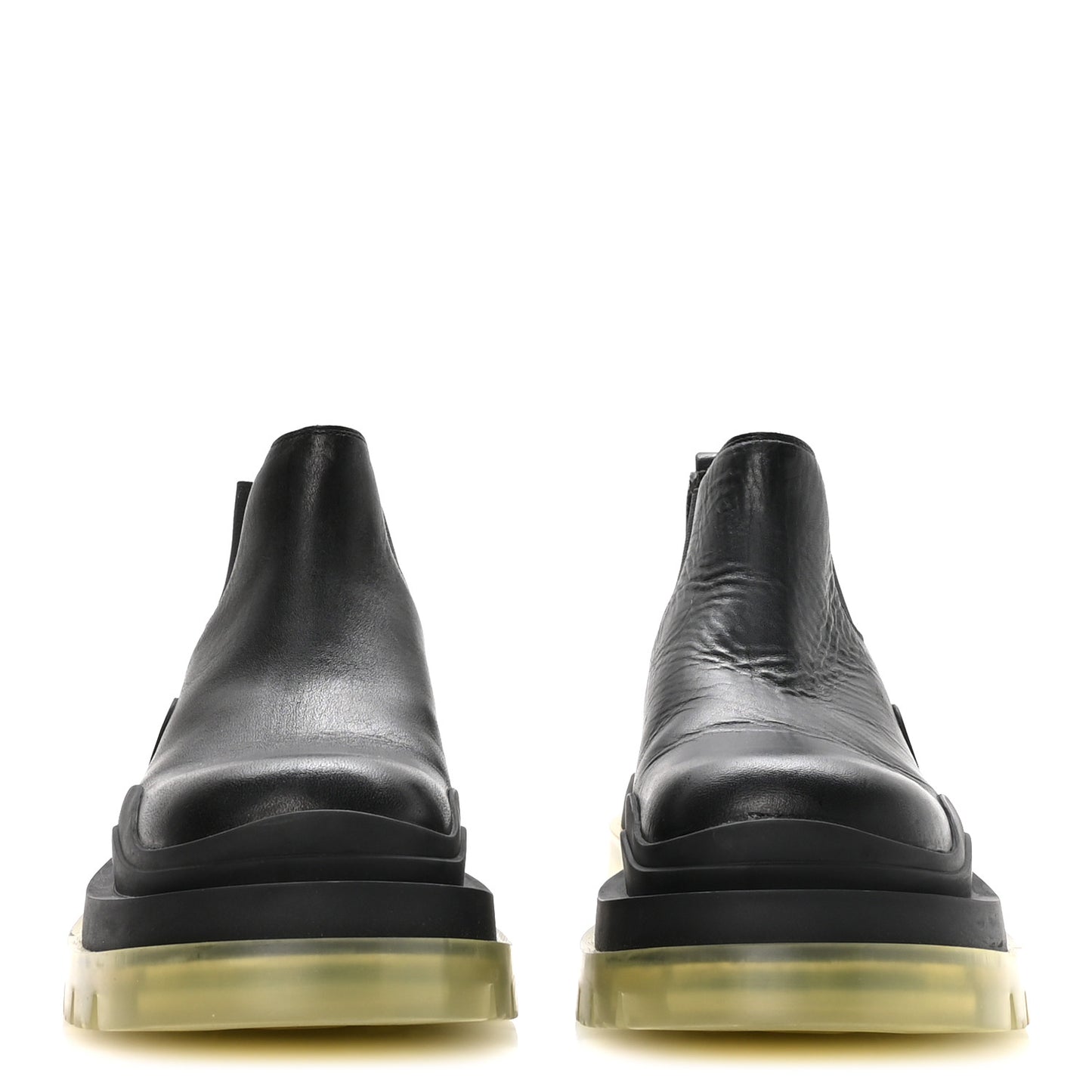 Calfskin The Tire Cropped Chelsea Short Boots 37 Black Transparent