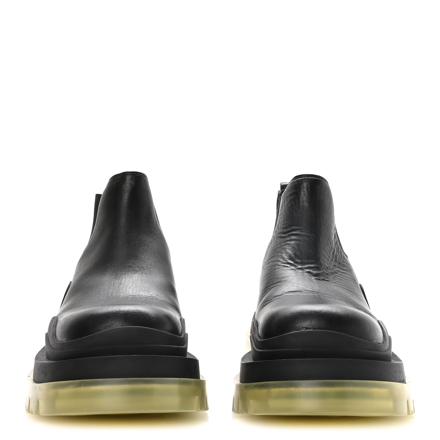 Bottega Veneta Calfskin The Tire Cropped Chelsea Short Boots 37 Black Transparent 3 of 7