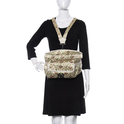 Gucci X MLB Satin Floral Print NY Yankees Patch Convertible Belt Bag Ivory Green 2 of 10