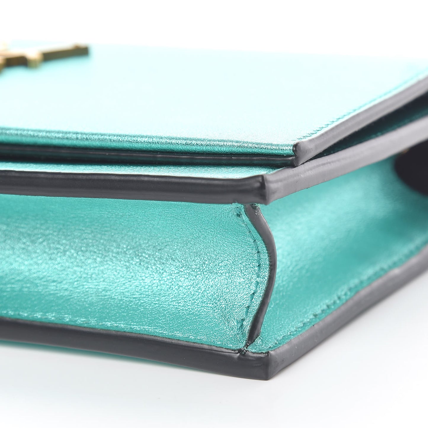 Laminated Calfskin Classic Monogram Kate Tassel Chain Wallet Green