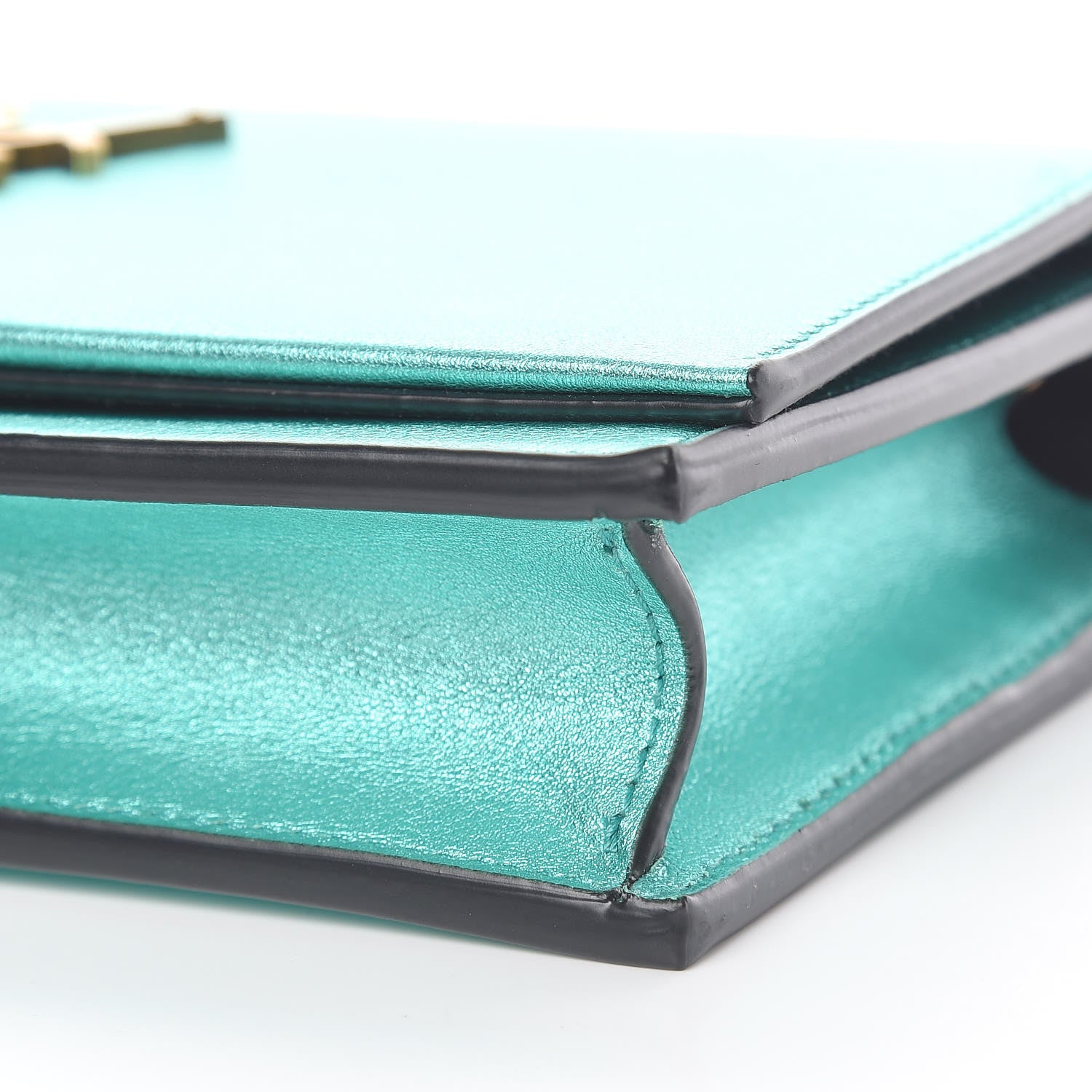 Saint Laurent Laminated Calfskin Classic Monogram Kate Tassel Chain Wallet Green 7 of 11