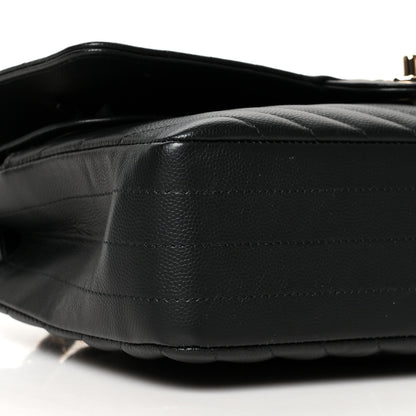 Chanel Caviar Chevron Quilted Medium Double Flap Black 9 of 11