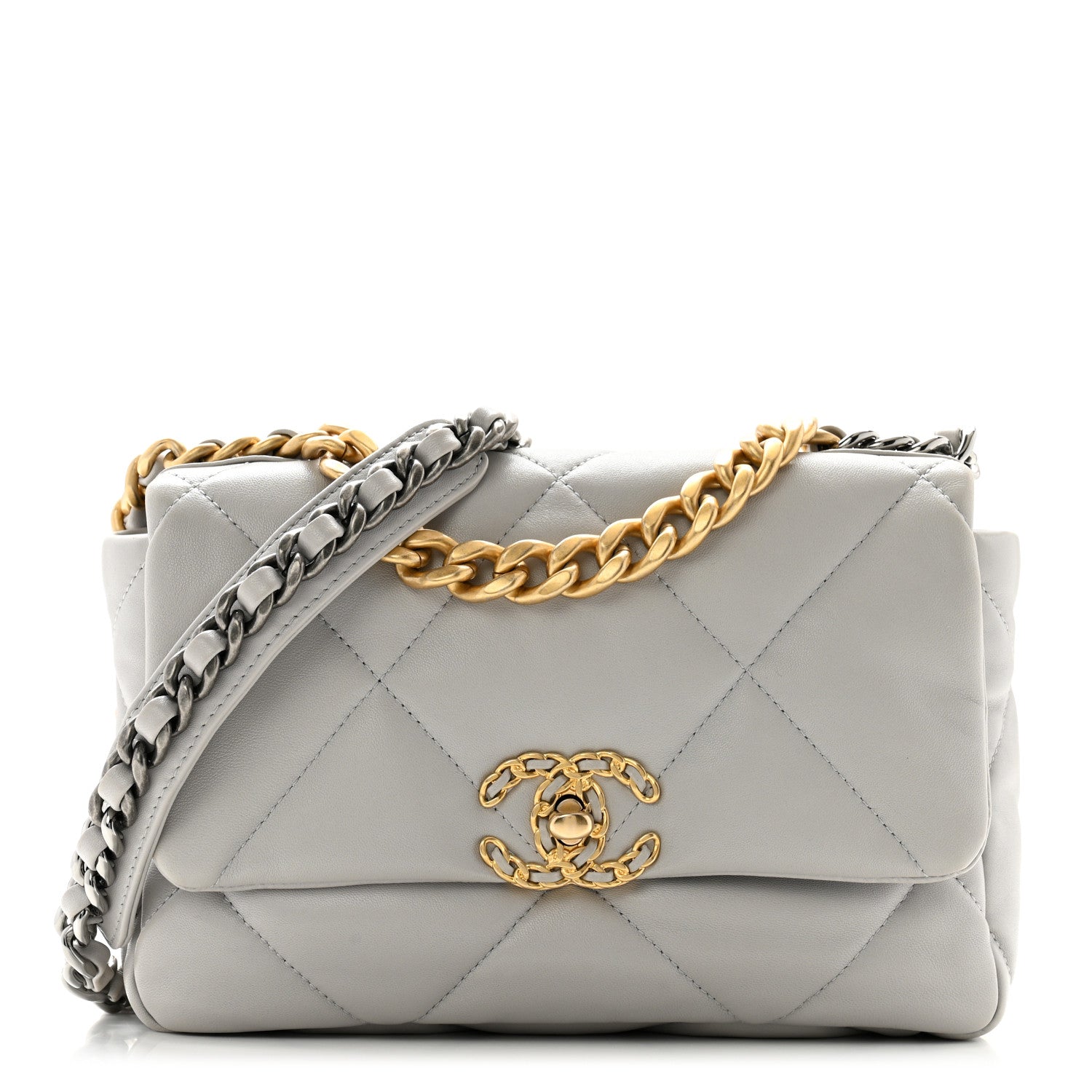 Chanel Lambskin Quilted Medium Chanel 19 Flap Grey 1 of 12