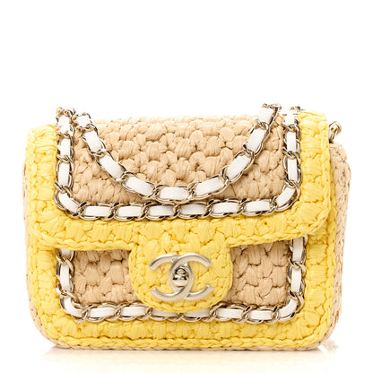 Chanel Raffia Chain Venice Beach Mini Flap Bag Beige Yellow 1 of 13