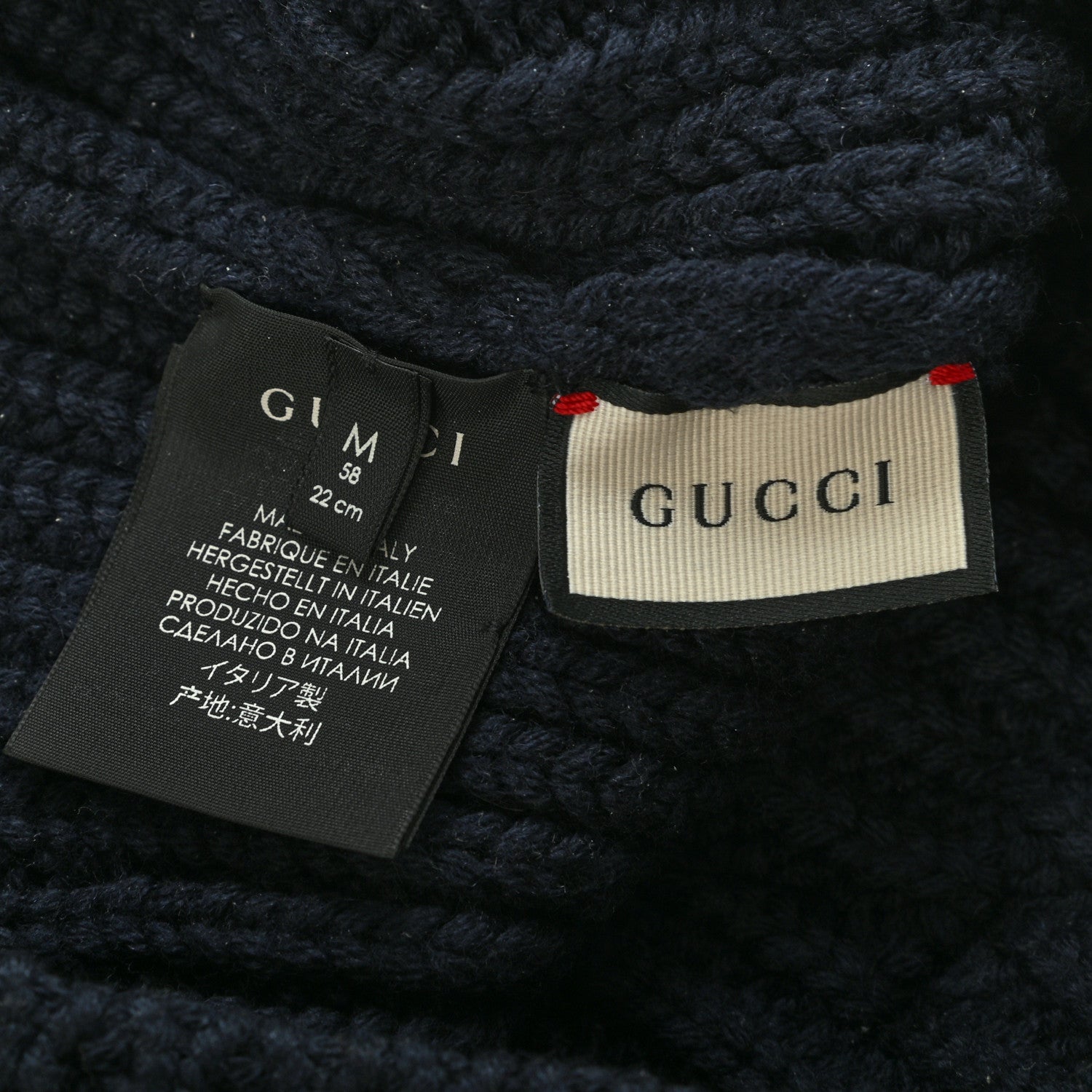 Gucci Wool Embroidered Tiger Knit Beanie Hat M Blue 4 of 4