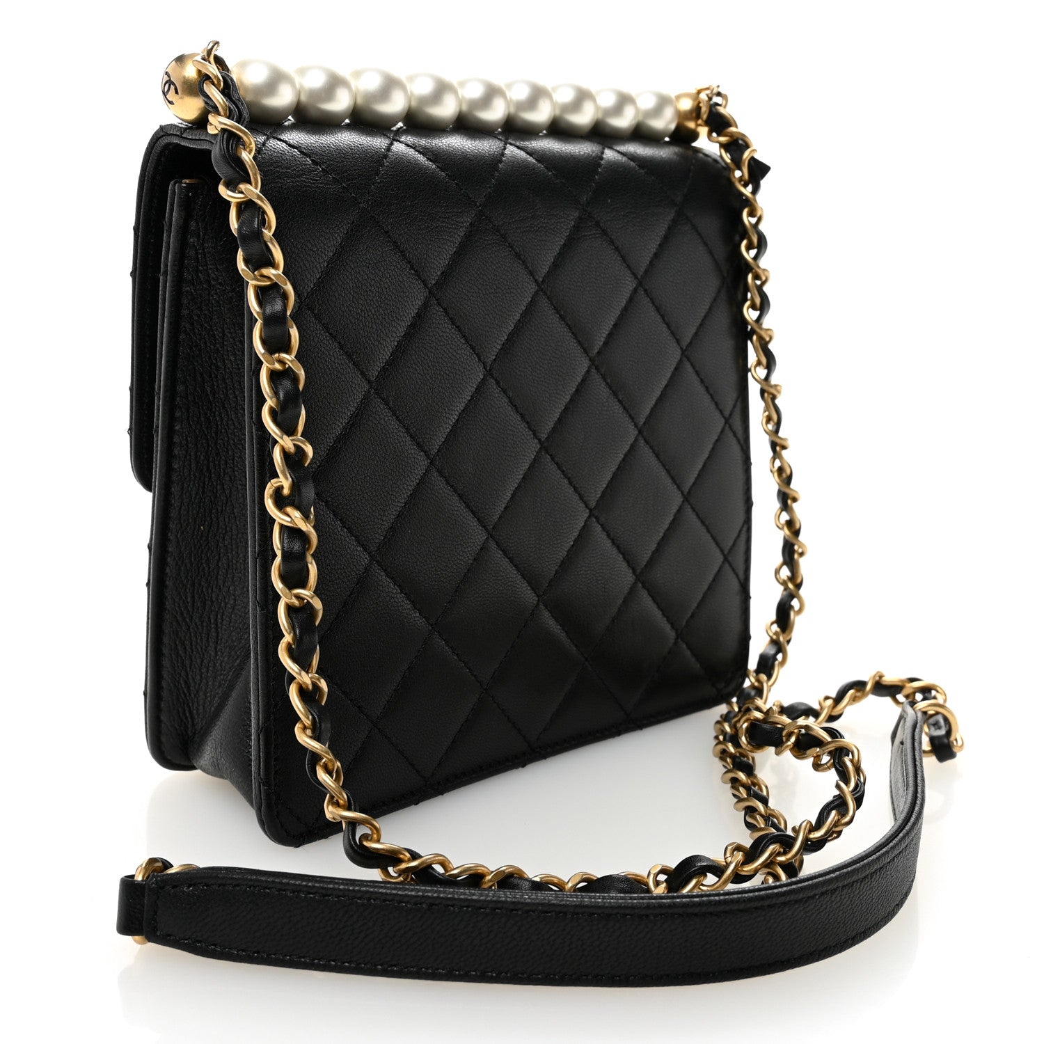 Chanel Goatskin Quilted Chic Pearls Flap Black 3 of 12