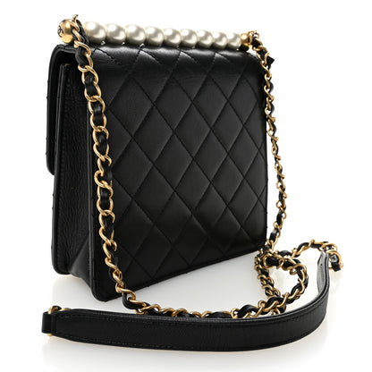 Chanel Goatskin Quilted Chic Pearls Flap Black 3 of 12