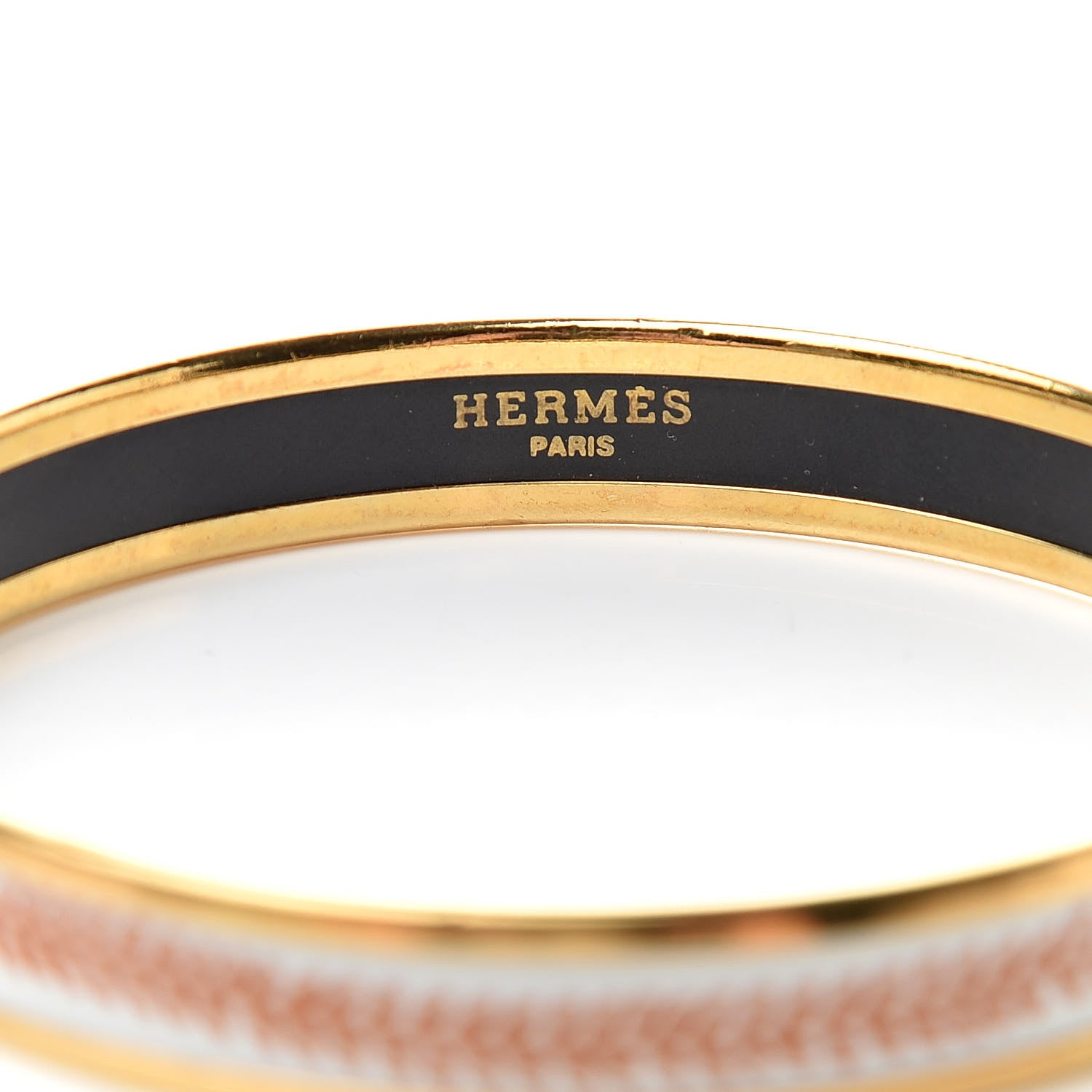 Hermes Enamel Printed Narrow Bracelet 70 White Gold 4 of 5