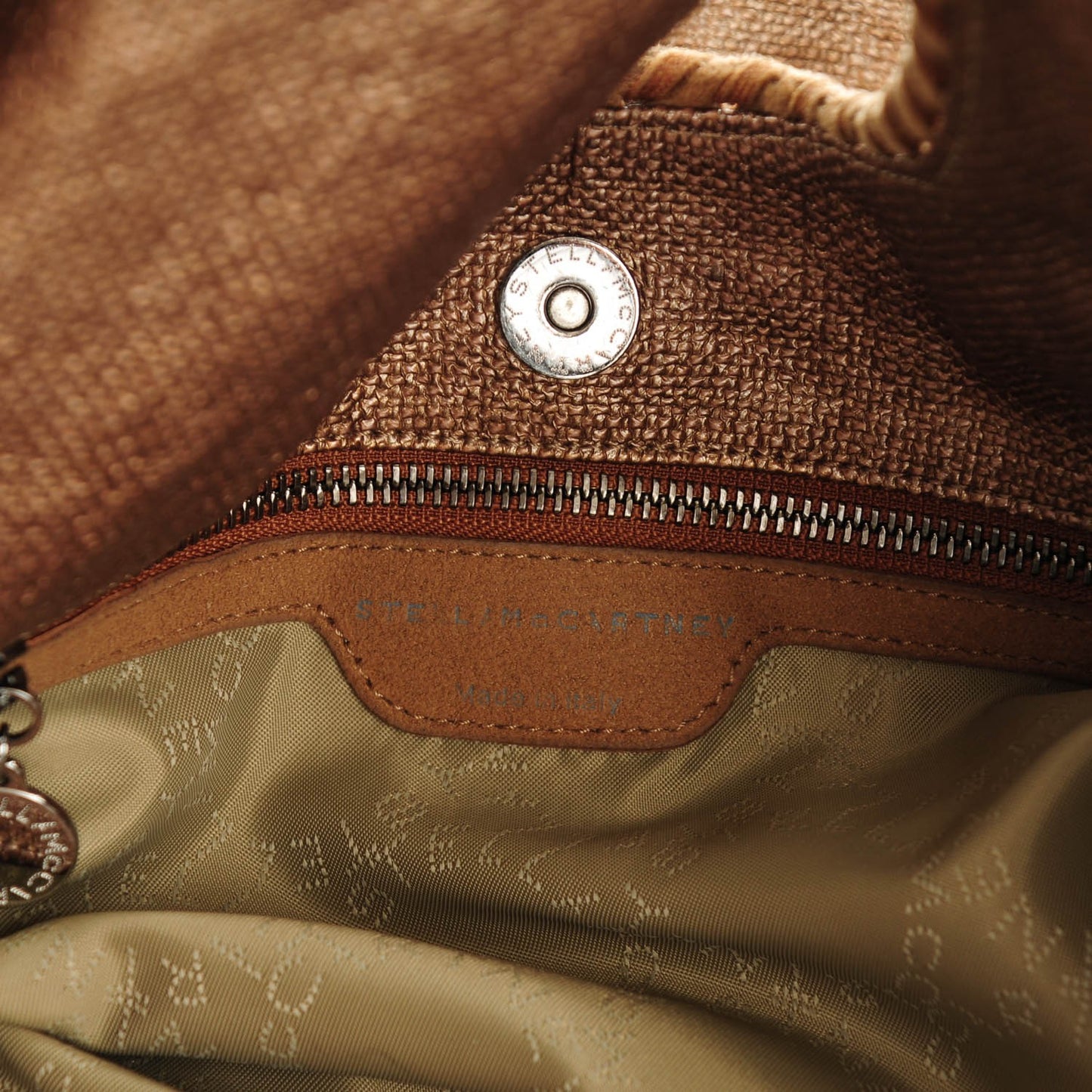 Metallic Linen Falabella Tote Copper Rose