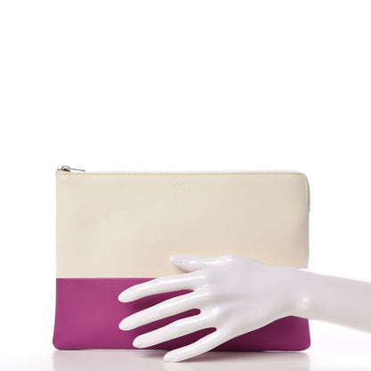 Celine Lambskin Bi-Color Solo Clutch Pouch White Magenta 2 of 8