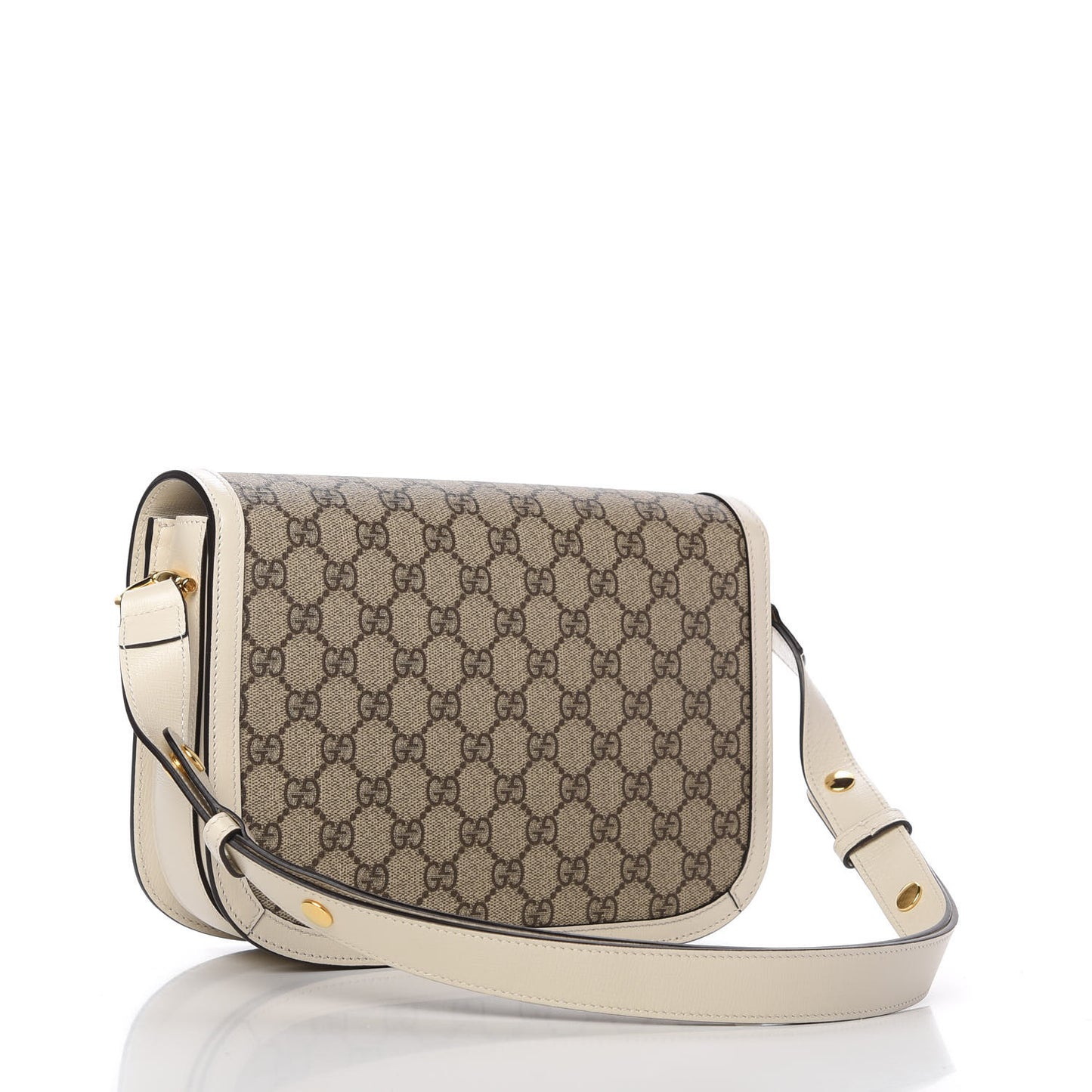 GG Supreme Monogram Horsebit 1955 Shoulder Bag Beige Mystic White