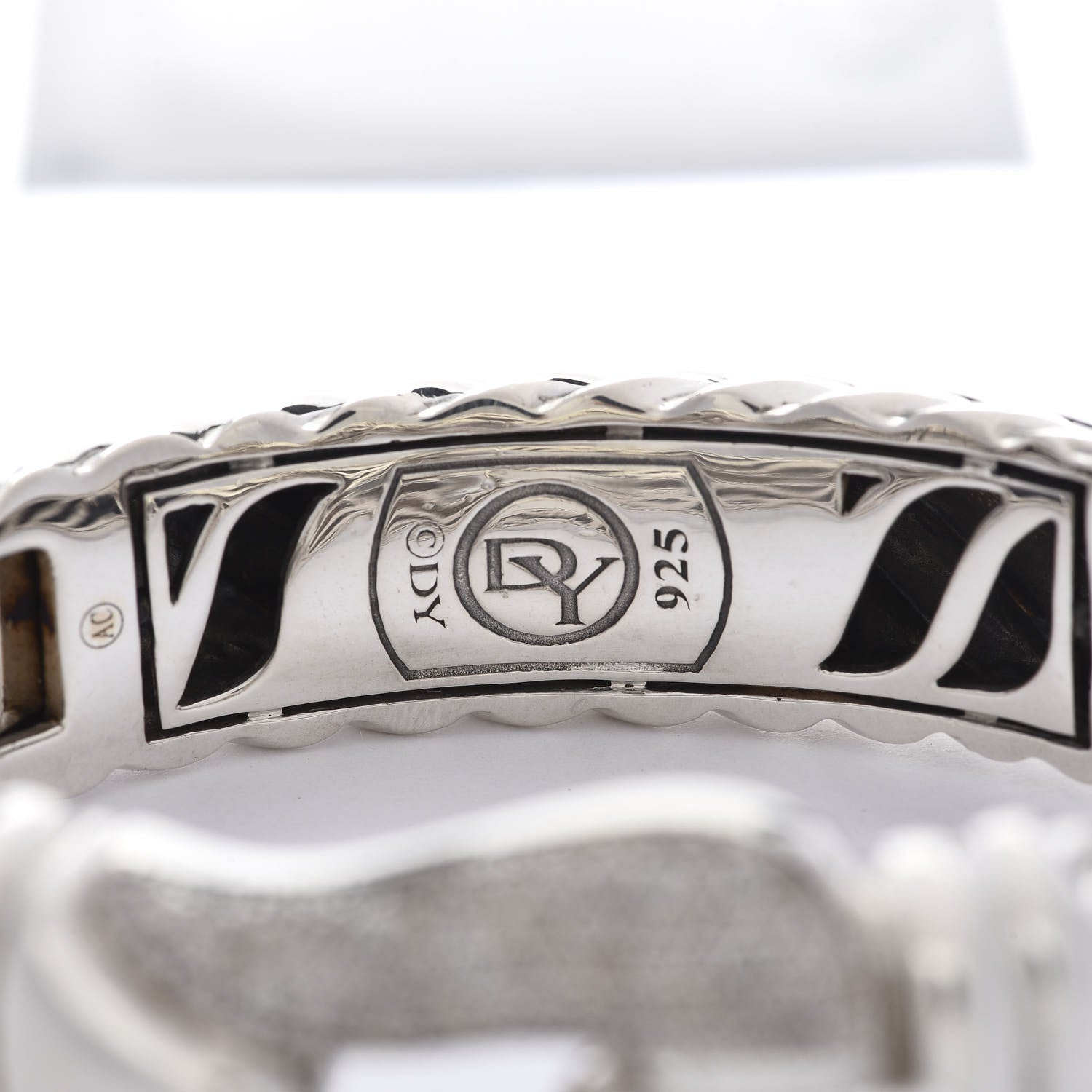 David Yurman Sterling Silver Diamond 15mm Cable Buckle Bracelet 5 of 5