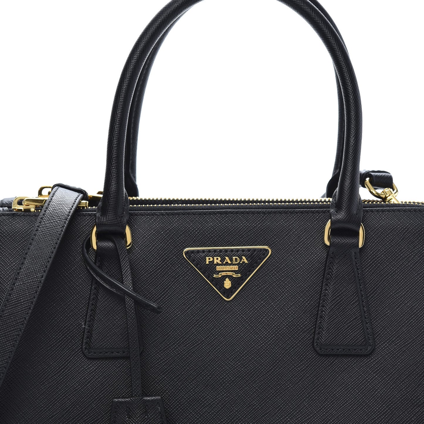 Saffiano Small Galleria Double Zip Tote Black