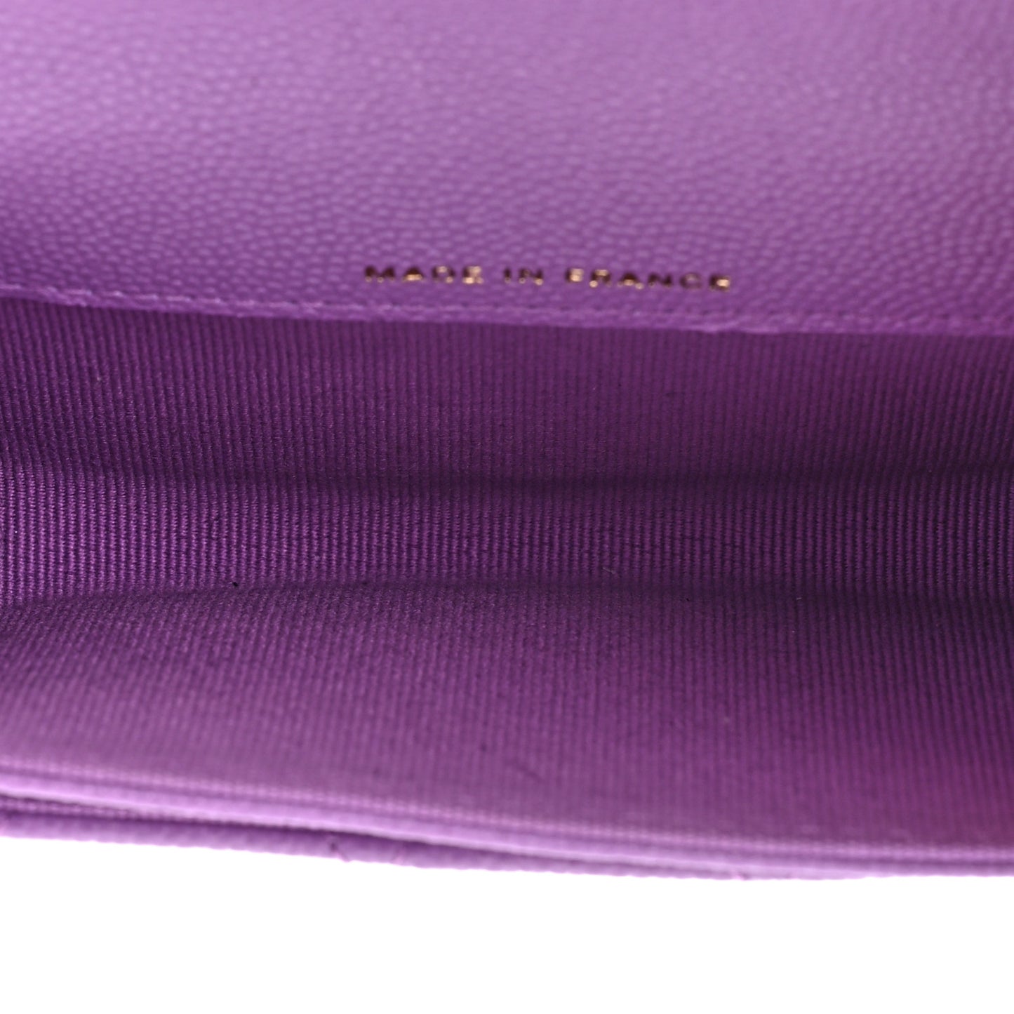 Caviar Quilted Flap Card Holder Wallet Purple