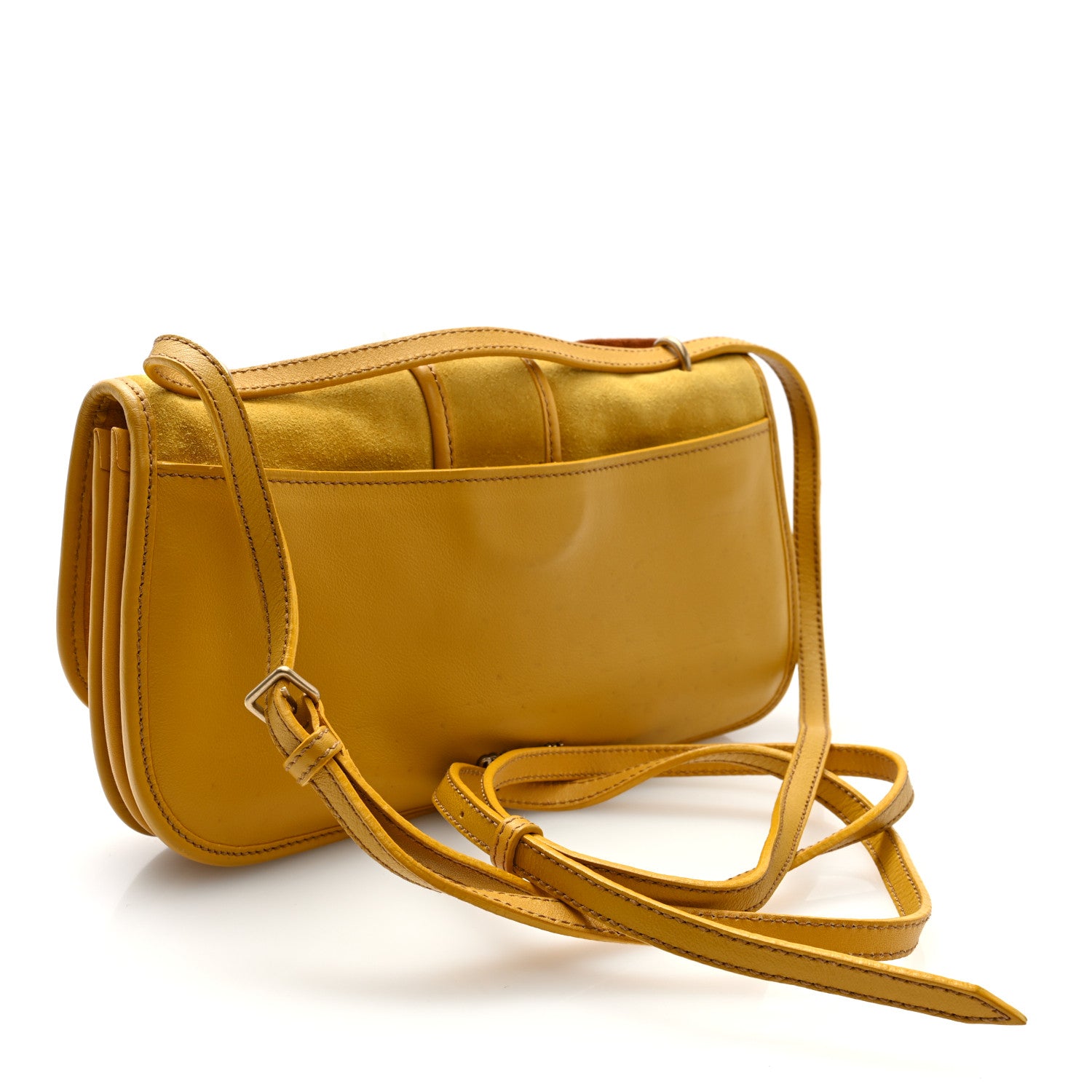 Miu Miu Suede Embroidered Shoulder Bag Yellow 3 of 11
