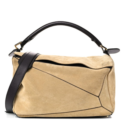 Loewe Suede Large Puzzle Bag Gold 1 of 17