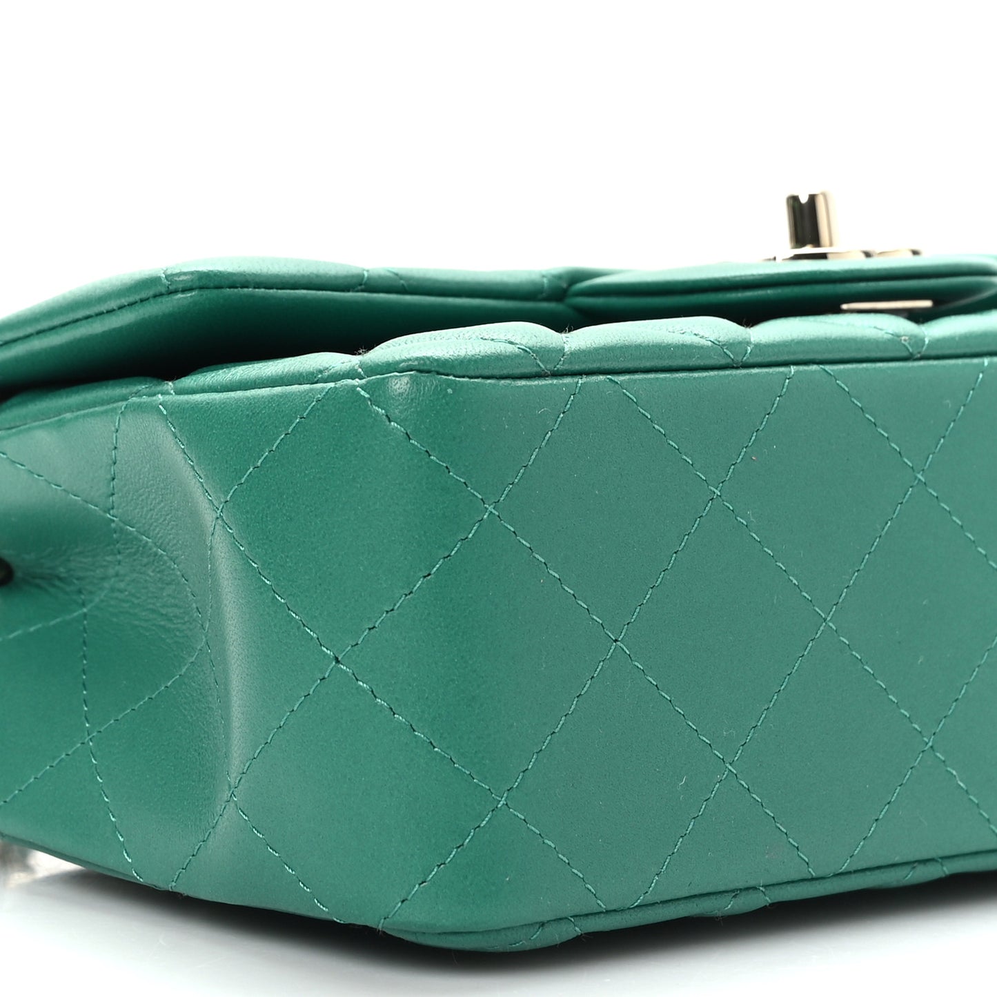 Lambskin Quilted Mini Rectangular Flap Green
