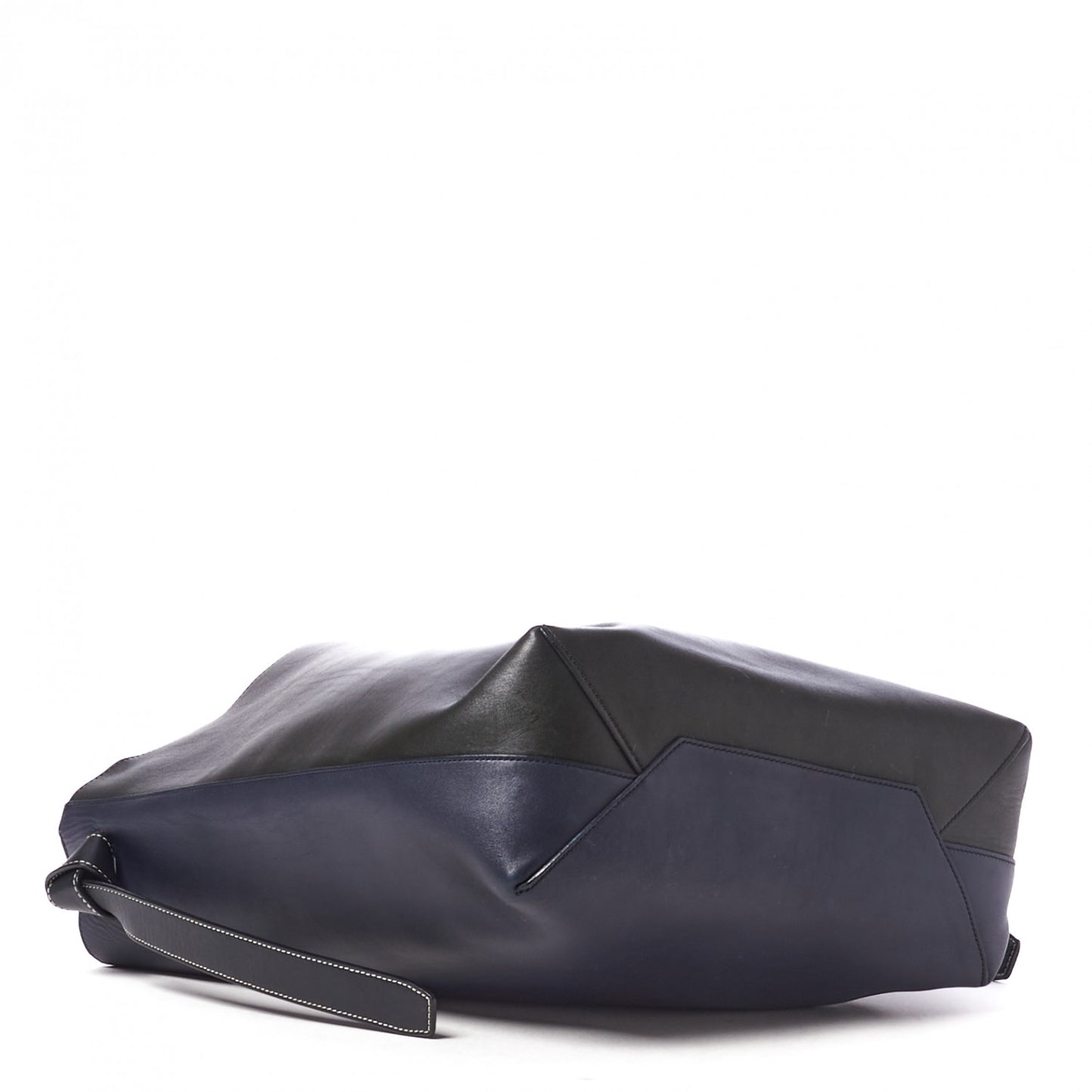Shiny Smooth Calfskin Small Twisted Cabas Navy Dark Green