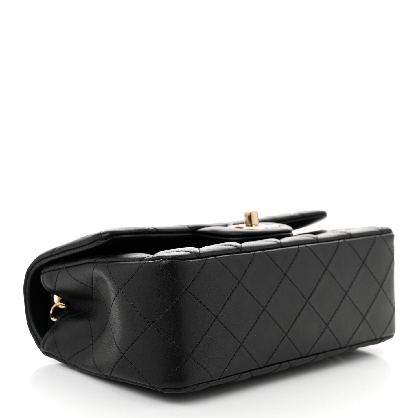 Lambskin Quilted Mini Rectangular Flap Black