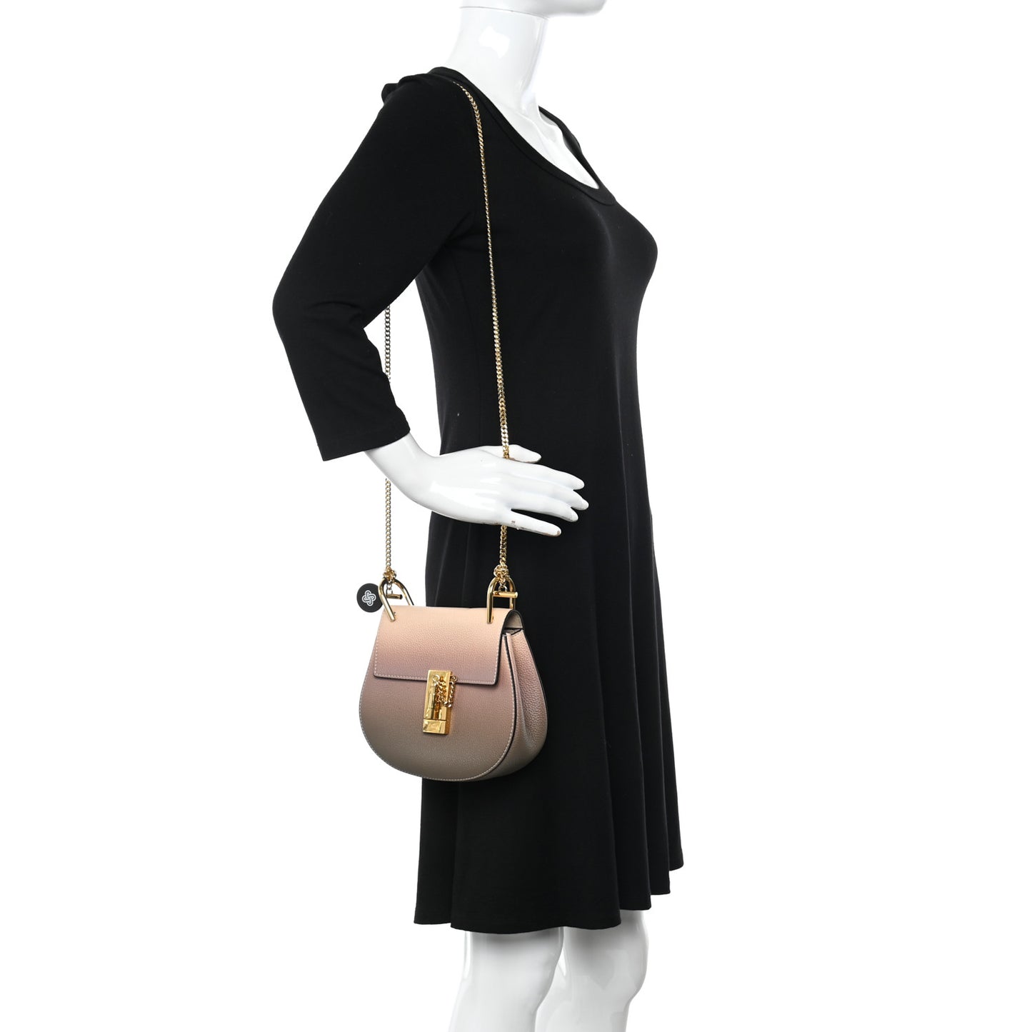 Grained Calfskin Lambskin Ombre Mini Drew Shoulder Bag
