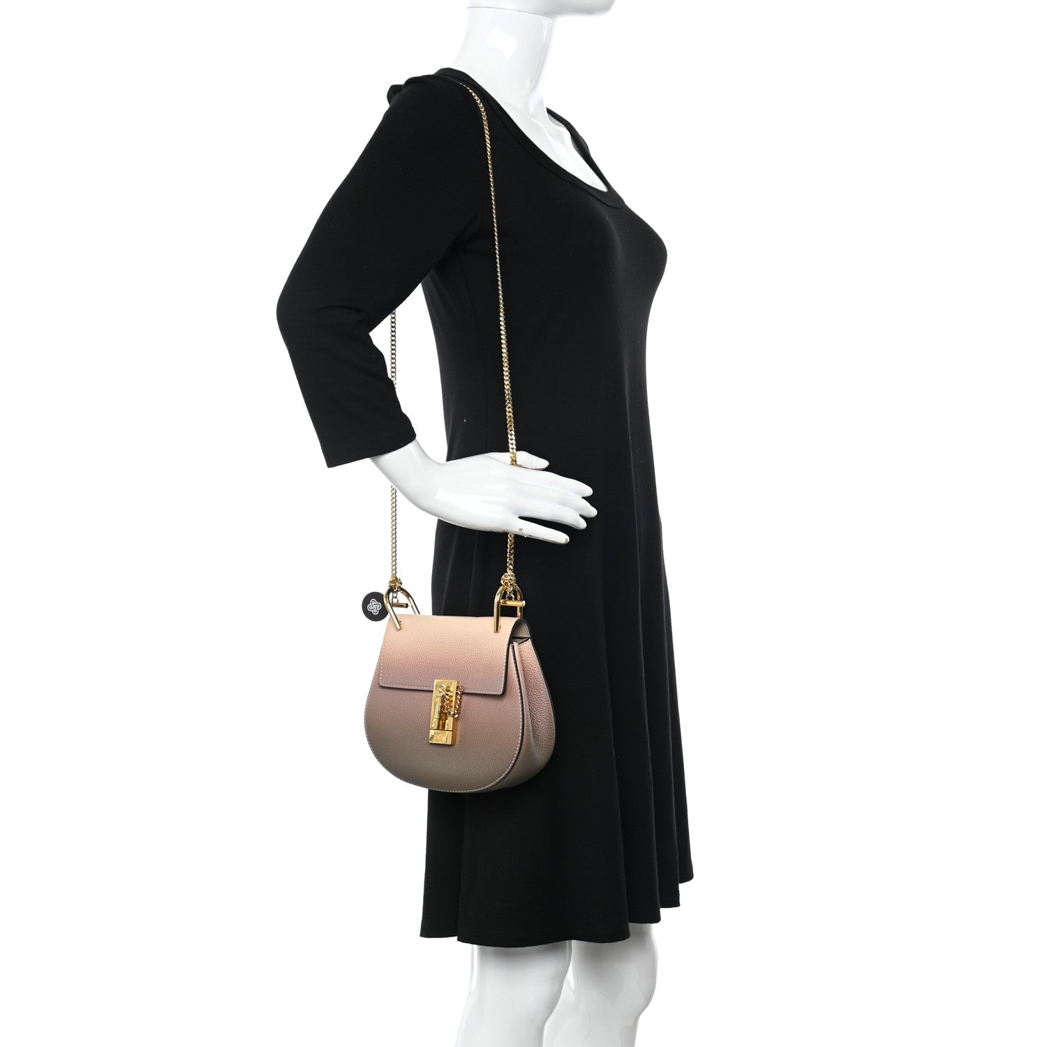 Chloe Grained Calfskin Lambskin Ombre Mini Drew Shoulder Bag 2 of 12