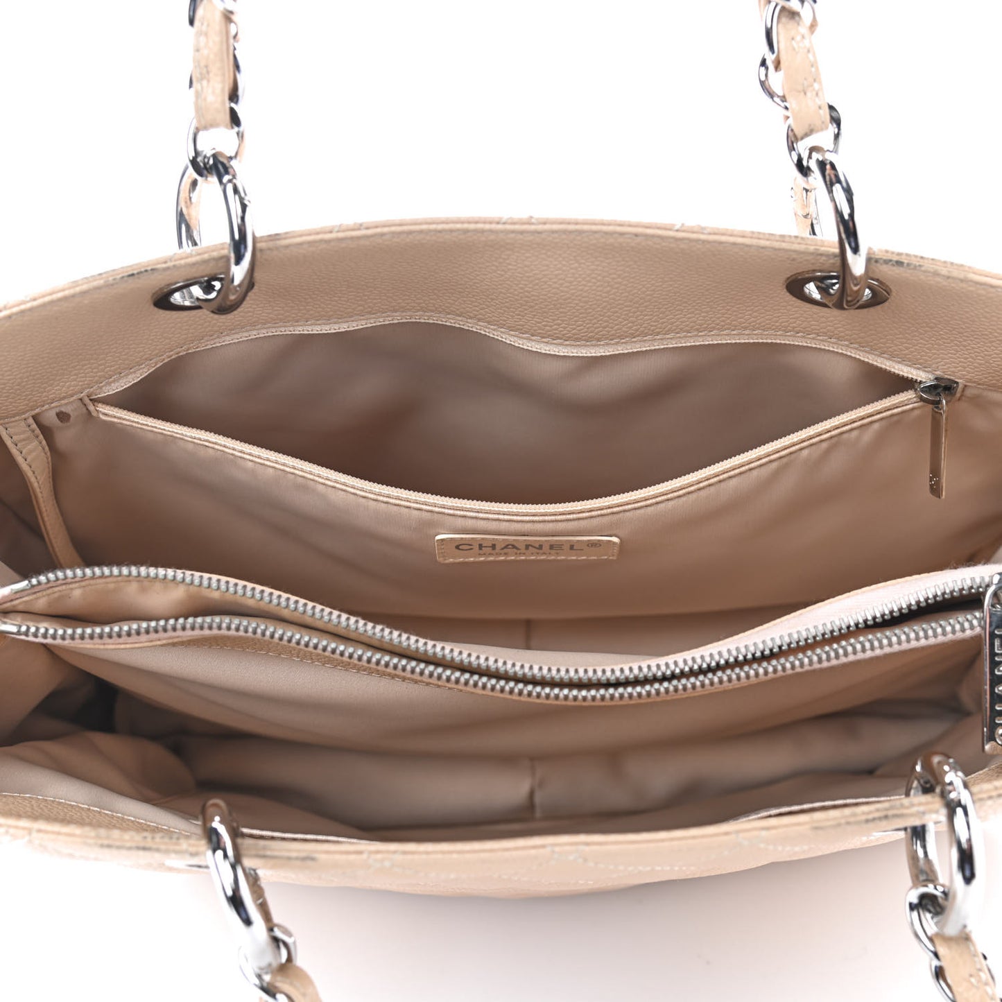 Caviar Quilted Grand Shopping Tote GST Beige