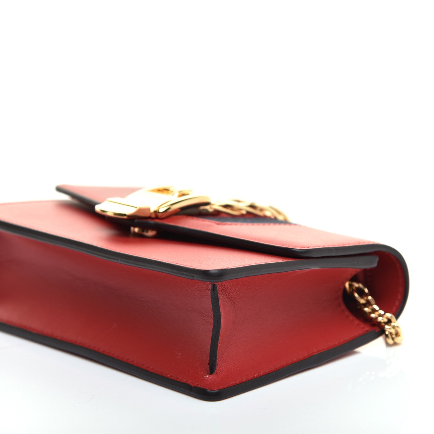 Gucci Calfskin Super Mini Sylvie Chain Shoulder Bag Hibiscus Red 7 of 10