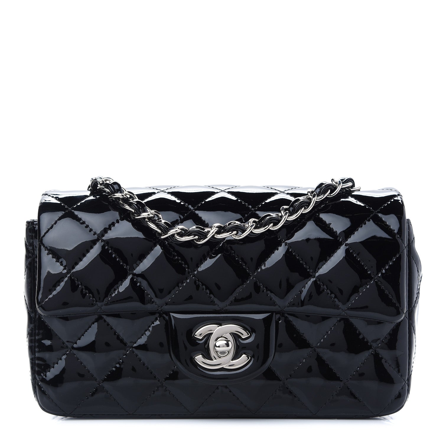 Chanel Patent Calfskin Quilted Mini Rectangular Flap Black 1 of 9
