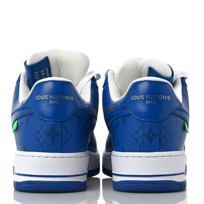 Louis Vuitton X NIKE AIR FORCE 1 Calfskin Monogram Mens Sneakers 9.5 Blue 5 of 9