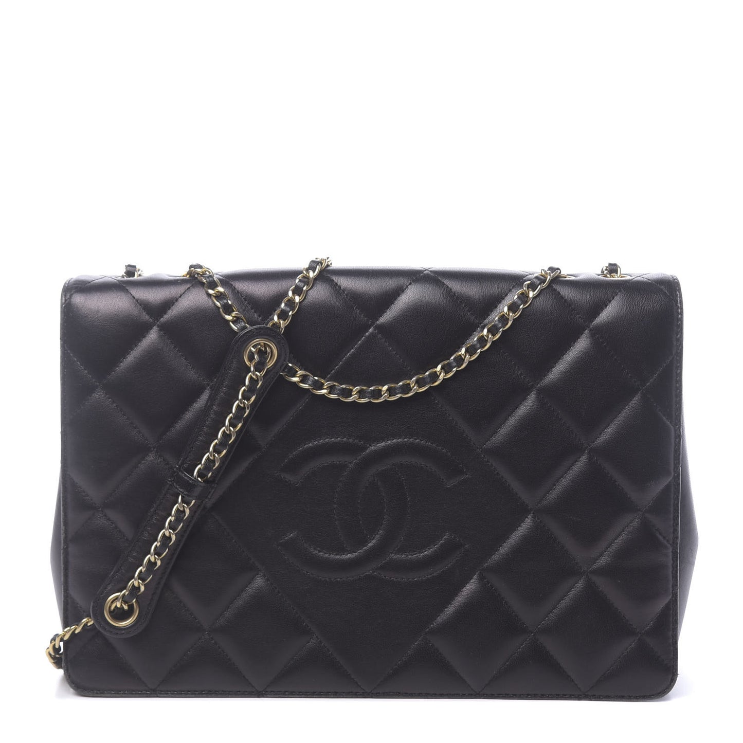 Lambskin Quilted Medium Diamond CC Flap Black