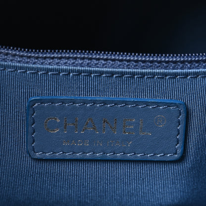 Chanel Calfskin Quilted Small Easy Shopping Tote Blue 6 of 10