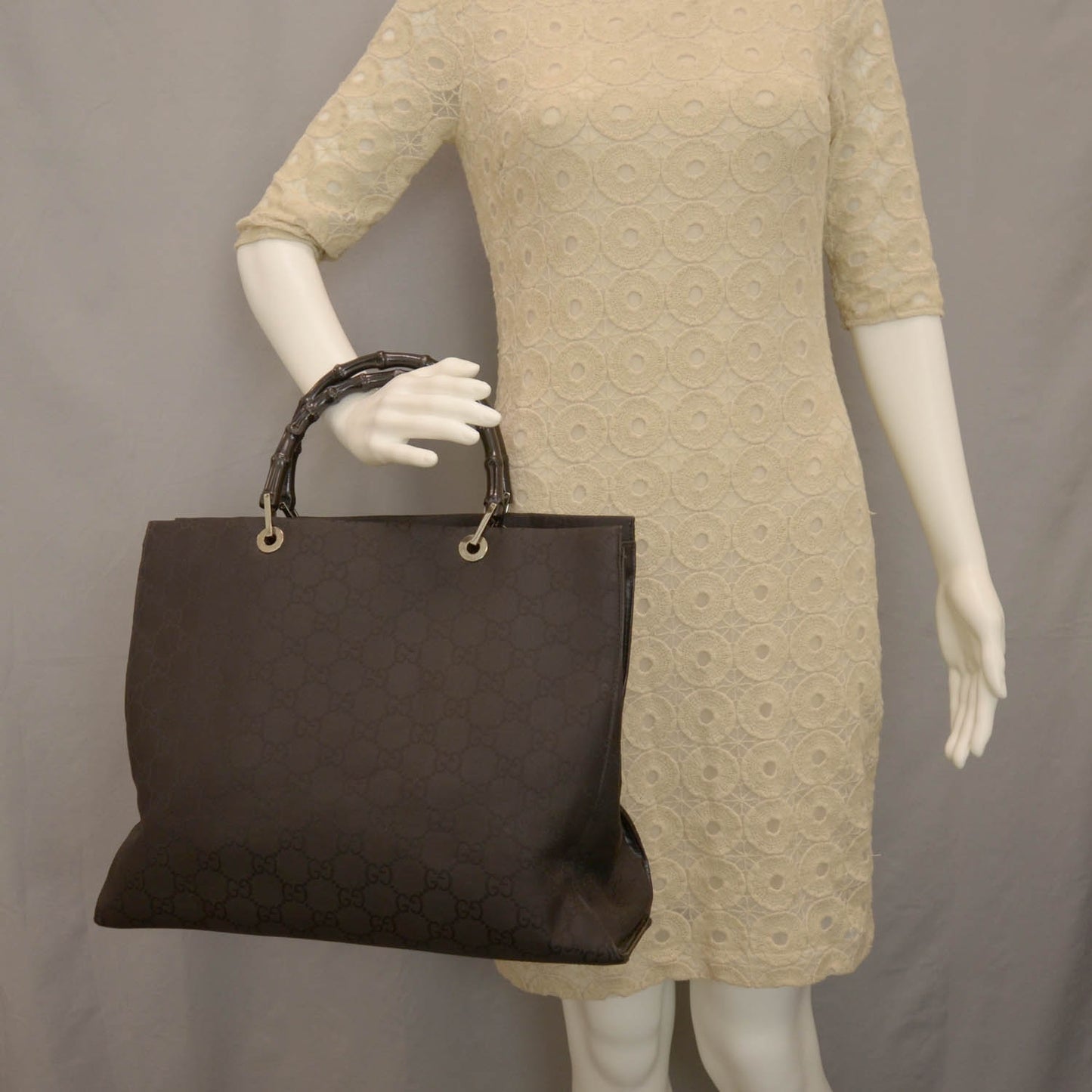 Nylon Monogram Bamboo Handle Bag Black