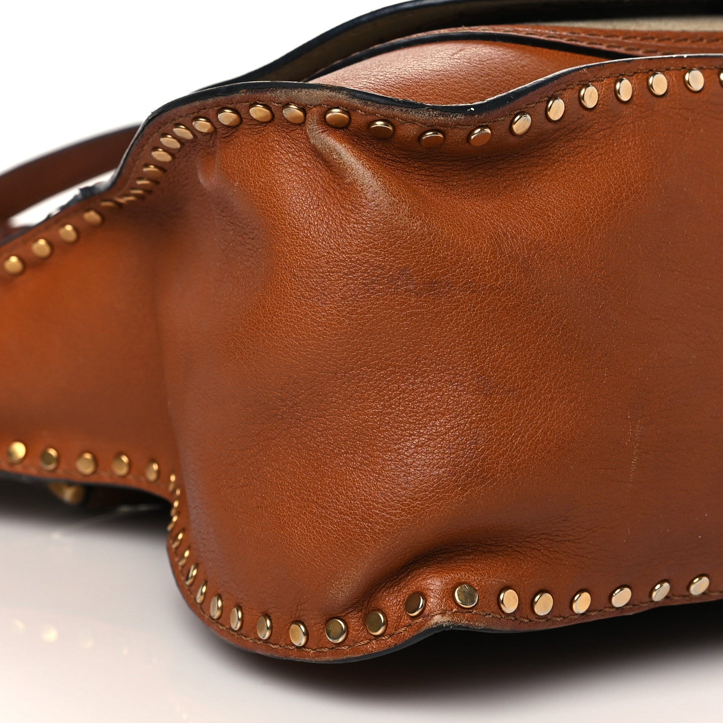 Calfskin Studded Medium Marcie Satchel Caramel
