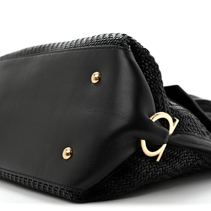 Salvatore Ferragamo Woven Calfskin Medium Sofia Shoulder Bag Black 9 of 12