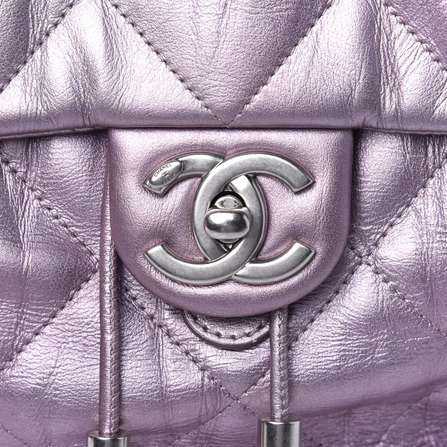 Iridescent Calfskin Quilted Ground Control Backpack Pink